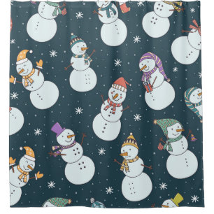 Schneemänner Weihnachten: Vintager Schneefall-Char Duschvorhang