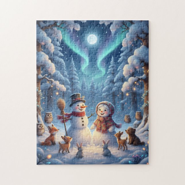 Schneemänner Winterwald (Vertikal)