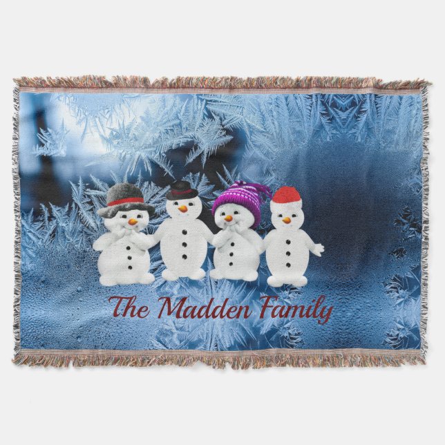 Schneemännerfamilie von Vier Frostwirbeldecke Decke (Vorderseite)
