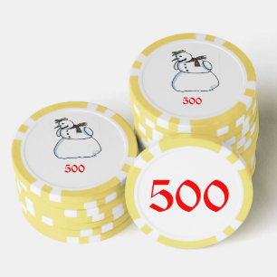 Schneemanngelber 500 gestreifter Poker-Chip Pokerchips