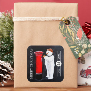 Schneemanns Brief an den Weihnachtsmann Quadratischer Aufkleber