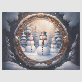 Schneemannsfamilie im Winter Wunderland Seidenpapier
