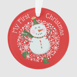 Schneemannsschneeflocken des ersten Weihnachtsjubi Ornament