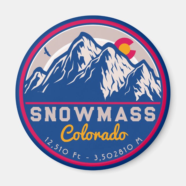 Schneemasse Colorado Aspen Felsberge Skifahren Magnet (Vorne)