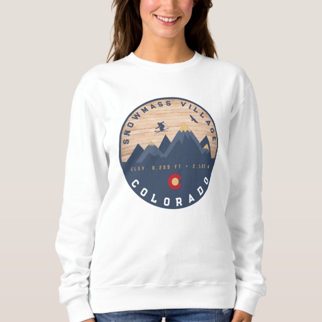 Schneemasse Colorado Flag Retro Sunset Ski Souveni Sweatshirt (Vorderseite)
