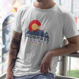 Schneemasse Colorado Flag Retro Sunset Ski Souveni T-Shirt