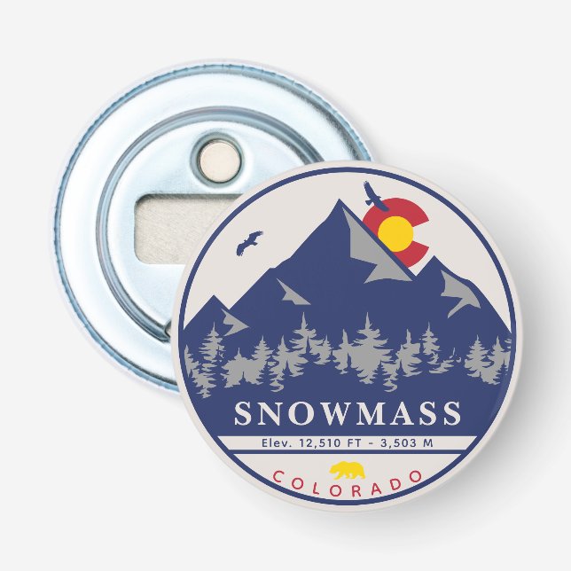 Schneemasse Colorado Retro Sunset Ski Souvenirs Flaschenöffner (Vorderseite)