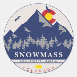 Schneemasse Colorado Retro Sunset Ski Souvenirs Runder Aufkleber