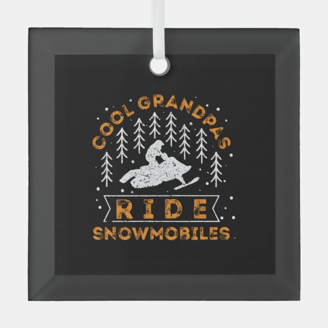 Schneemobil - Coole Grandpas-Fahrt Schneemobile Ornament Aus Glas (Vorderseite)