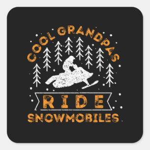 Schneemobil - Coole Grandpas-Fahrt Schneemobile Quadratischer Aufkleber