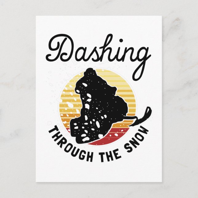 Schneemobil - durch den Schnee stürzen Postkarte (Vorderseite)