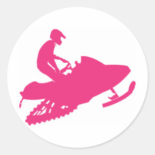 Schneemobil/Hot-Pink-Schlitten Runder Aufkleber