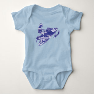 Schneemobil in Blue Camouflage Baby Strampler