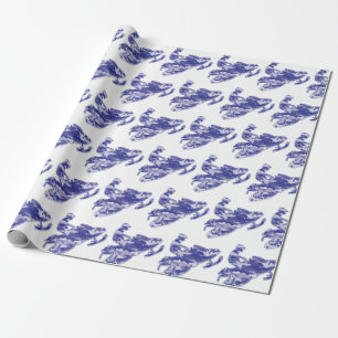Schneemobil in Blue Camouflage Geschenkpapier