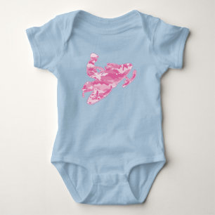 Schneemobil in rosa Camouflage Baby Strampler