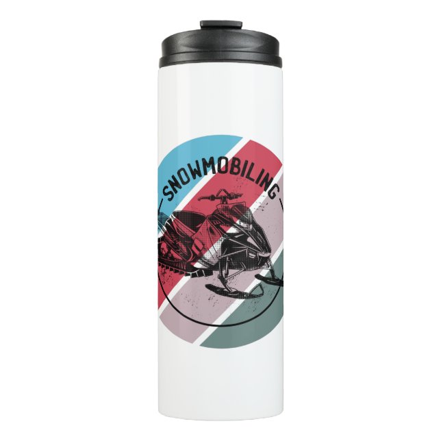 Schneemobil Lover mit farbigen Logos Thermosbecher (Vorderseite)