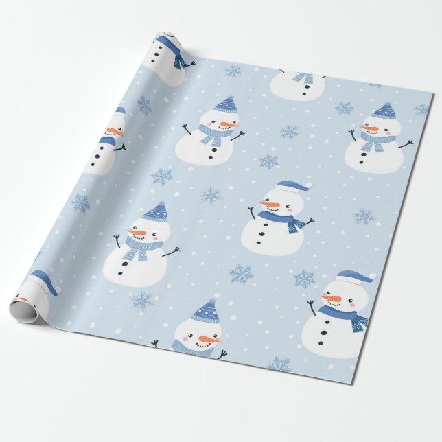 Schneemobil-Muster, Winter Hintergrund, Winter  Geschenkpapier (Ungerollt)