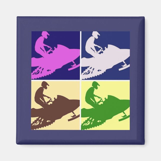 Schneemobil/Pop Art Magnet (Vorne)