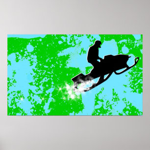 Schneemobil. Pulverschnee. Poster