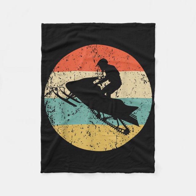 Schneemobil Retro Style Snowmobiling Fleecedecke (Vorderseite)
