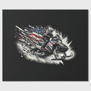 Schneemobil T Schneemobilfahren Freiheitsflagge La Geschenkpapier