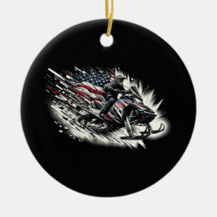Schneemobil T Schneemobilfahren Freiheitsflagge La Keramik Ornament