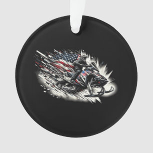 Schneemobil T Schneemobilfahren Freiheitsflagge La Ornament