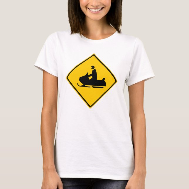 Schneemobil-Warnschnee Winter T-Shirt (Vorderseite)