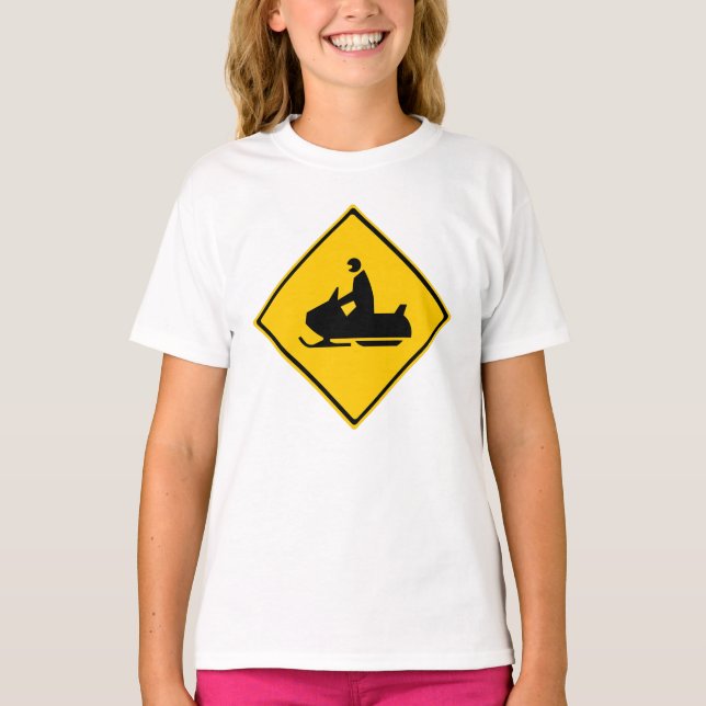 Schneemobil-Warnschnee Winter T-Shirt (Vorderseite)