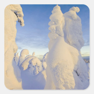Schneemobile bei Sonnenuntergang im Pfingstgebirge Quadratischer Aufkleber