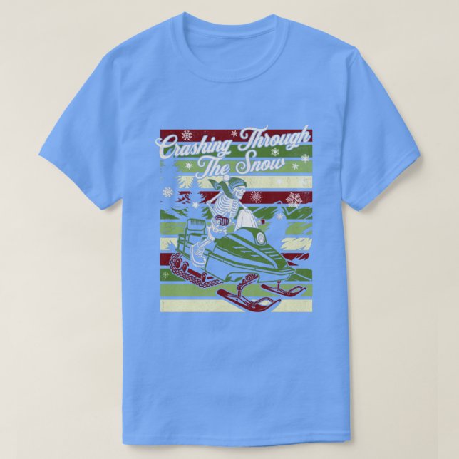 Schneemobile Skele, die durch den Schneerücken stü T-Shirt (Design vorne)