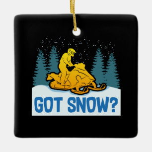 Schneemobilfahren - Mit Schnee Lustiges Schneemobi Keramikornament