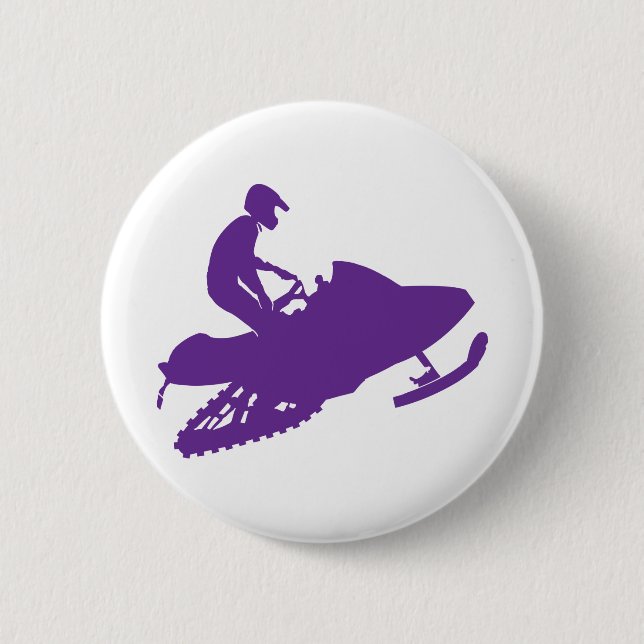 Schneemobilfahrer in Lila Button (Vorderseite)