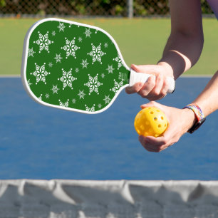 Schneemuster, Weiße Schneeflocken, Schnee, Grün Pickleball Schläger