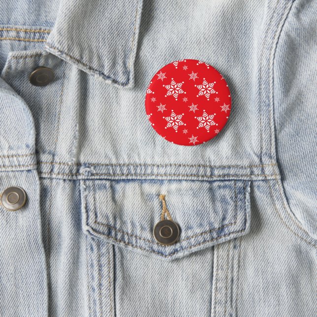 Schneemuster, Weiße Schneeflocken, Schnee, Rot Button (Beispiel)