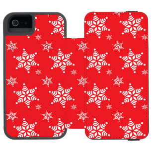 Schneemuster, Weiße Schneeflocken, Schnee, Rot Incipio Watson™ iPhone 5 Geldbörsen Hülle