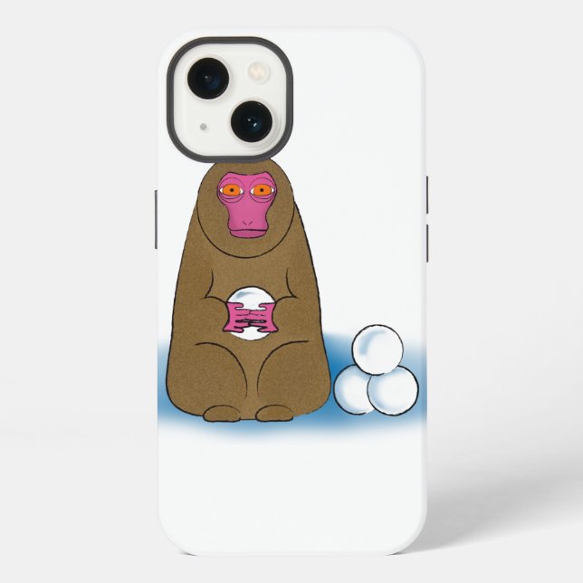 Schneenaffe Schneeballkämpfer iPhone Hülle (Rückseite)