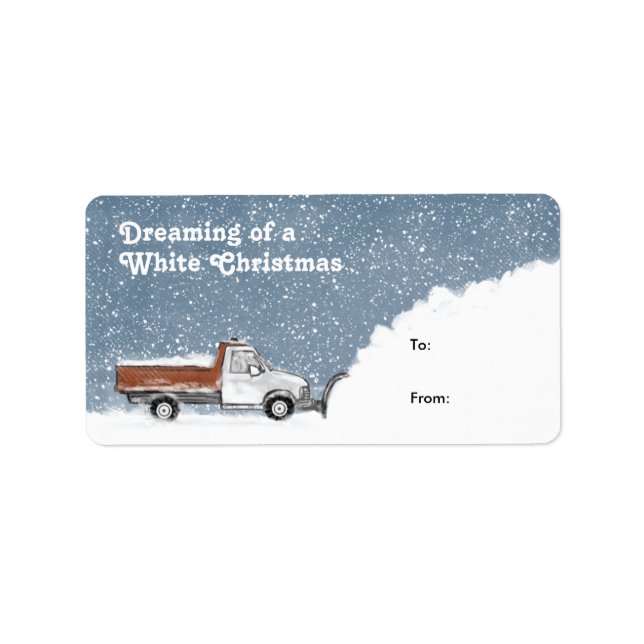 Schneepflug LKW Holiday Geschenketiketten | Winter Adressaufkleber (Vorne)