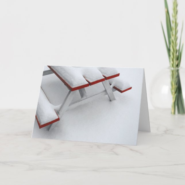 Schneepiknick Feiertagskarte (Vorderseite)