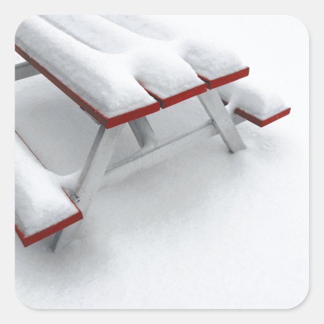Schneepiknick Quadratischer Aufkleber (Vorderseite)