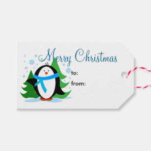 Schneepinguin Frohe Weihnachten Geschenkanhänger