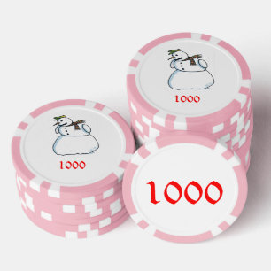 Schneepinke 1000 gestreifter Poker-Chip Pokerchips