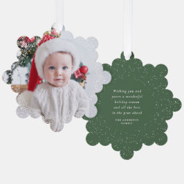 Schneerahmen einfach ein Foto grün Frohe Weihnacht Ornament Karte