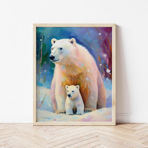 Schneereicher Winter Eisbären Moderne Kunst Poster