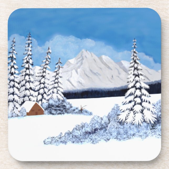 Schneereicher Winter Getränkeuntersetzer (Vorderseite)