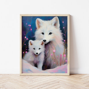Schneereicher Winter Polarfuchs Moderne Kunst Poster