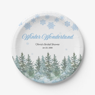 Schneereiches Winter Wonderland Schneeflocken Brau Pappteller
