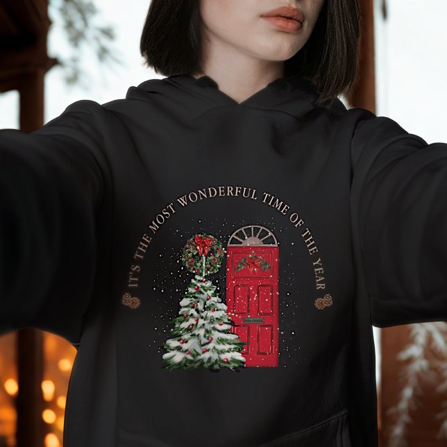 Schneerot Grüne Wasserfarbe Niedlicher Weihnachtsb Hoodie (Von Creator hochgeladen)