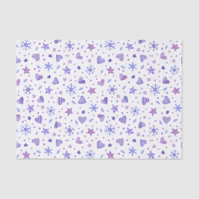 SCHNEESCHÄDEN MIT LILA STERNEN SEIDENPAPIER (Vorderseite)