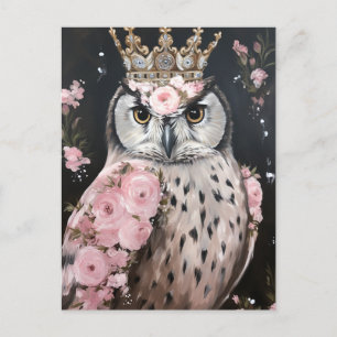 Schneeschale mit goldener Krone und rosa Blume Postkarte